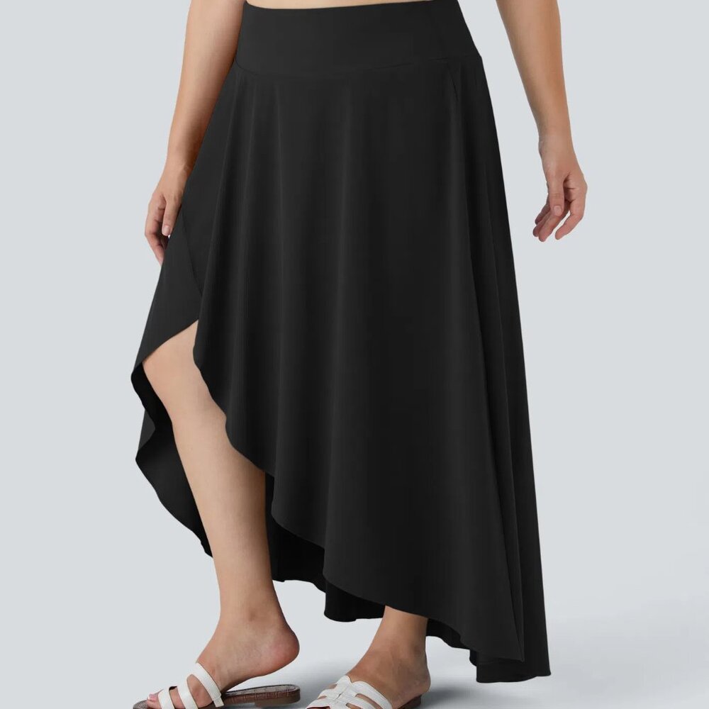 Breezeful™ High Waisted High Low Ruffle 2-in-1 Flowy Midi Quick Dry Casual Plus